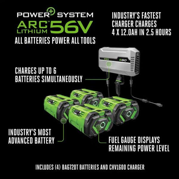 EGO POWER+ Z6 e-Steer 22 HP 42-in 56-volt Lithium ion Electric Zero-turn riding lawn mower with ( 4 ) 12 Ah Batteries ( Charger Included ) - Image 3