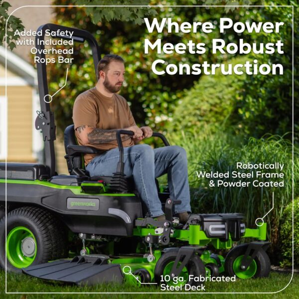 Greenworks Maximus 54-in 31 -HP Brushless motor Battery Zero-turn Riding Lawn Mower (CARB) - Image 16