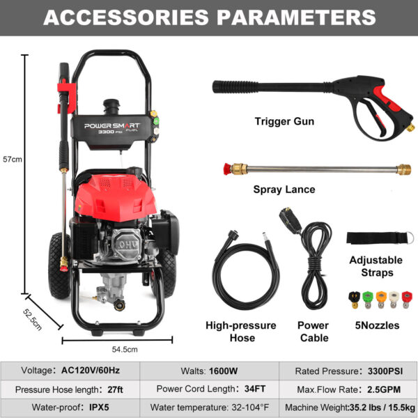3300PSI 2.5GPM 201cc Gas Pressure Washer DB1050 - Image 2