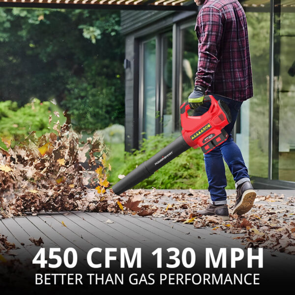 450CFM Cordless Leaf Blower w/ Two 20V Battery and Charger DB2201B - Image 5