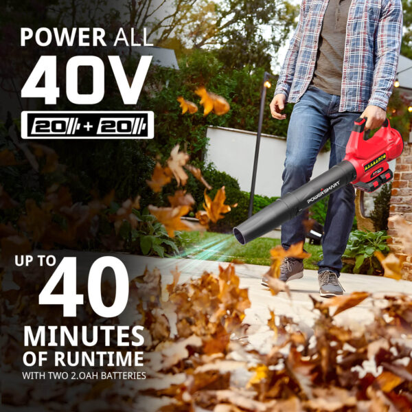 450CFM Cordless Leaf Blower w/ Two 20V Battery and Charger DB2201B - Image 3