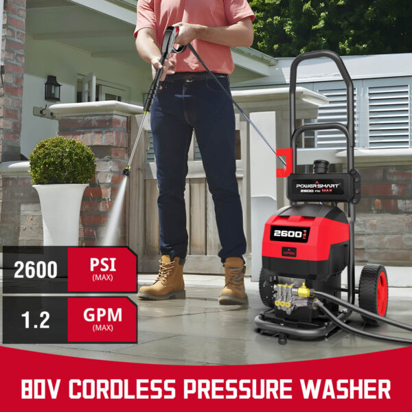 80V 2600PSI 1.2 GPM Cordless Pressure Washer HB2840 - Image 3