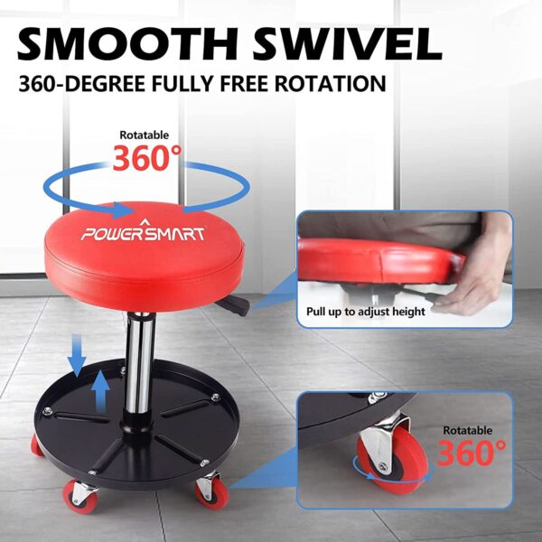 300-pound Capacity Rolling Mechanic Stool Garage/Shop Seat with Wheels PS1101 - Image 3