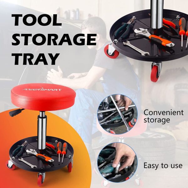 300-pound Capacity Rolling Mechanic Stool Garage/Shop Seat with Wheels PS1101 - Image 5