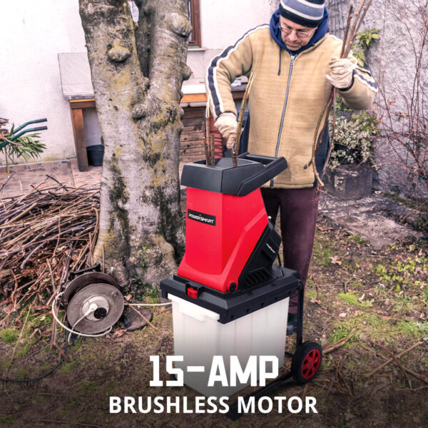 15Amp Electric Wood Chipper Leaf Mulcher w/ Collection Bin PS12A - Image 3