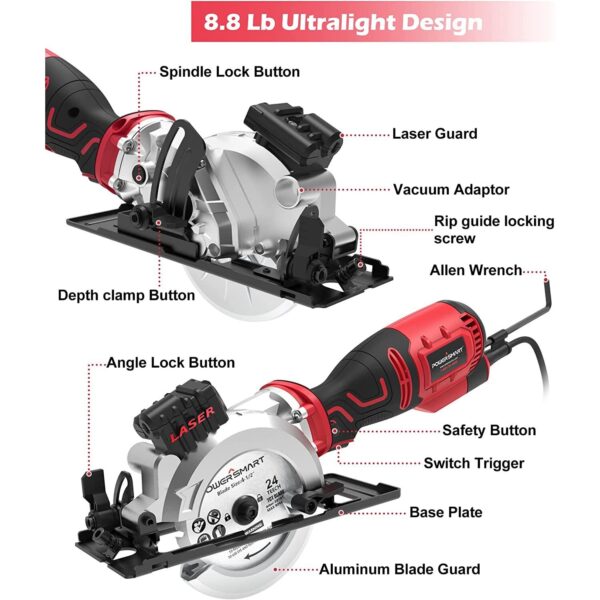 5.8Amp 4.5" Circular Saw w/ Laser Guide PS4006 - Image 4