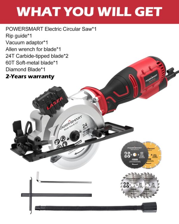 5.8Amp 4.5" Circular Saw w/ Laser Guide PS4006 - Image 8