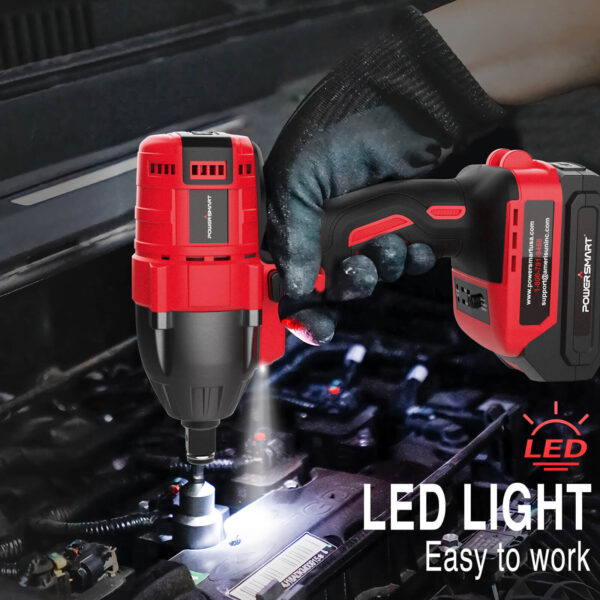 20V Brushless Cordless Impact Wrench w/ Battery, Charger and Power Bits/Nut Drivers/Sockets Set PS76142B - Image 5