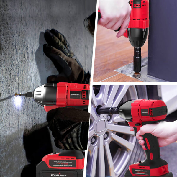 20V Brushless Cordless Impact Wrench w/ Battery, Charger and Power Bits/Nut Drivers/Sockets Set PS76142B - Image 6