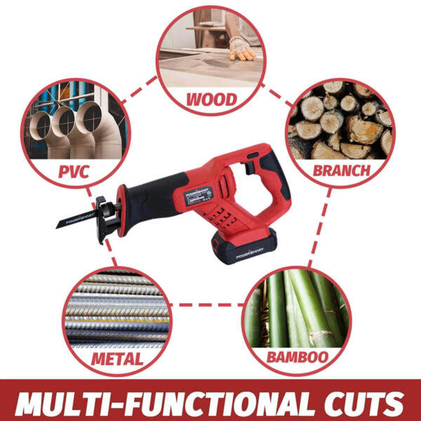 Cordless Reciprocating Saw with 20V 2.0Ah Battery and Charger for Wood, Metal PVC Cutting PS76415A - Image 6