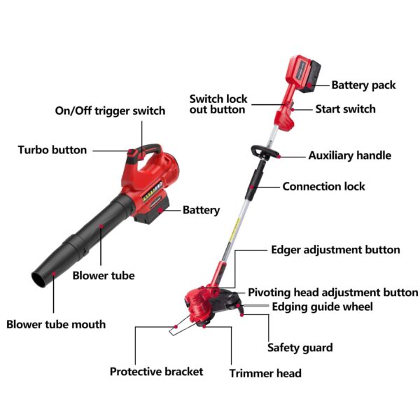 40V String Trimmer & Edger + 40V Leaf Blower Combo Kit with 4.0Ah Battery PS76500C - Image 2