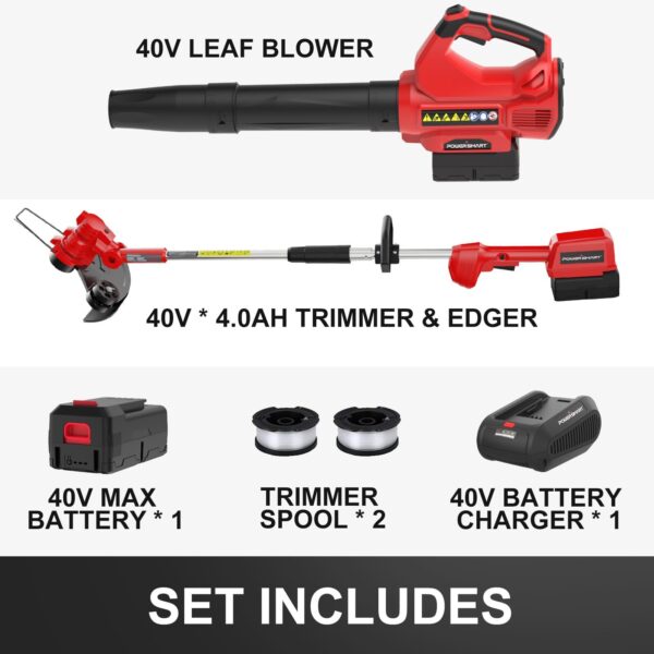 40V String Trimmer & Edger + 40V Leaf Blower Combo Kit with 4.0Ah Battery PS76500C - Image 9