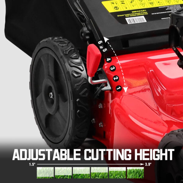 21" 170cc Gas Self-propelled 3-in -1 Lawn Mower w/ 10-Inch Rear Wheels MB8602S - Image 6