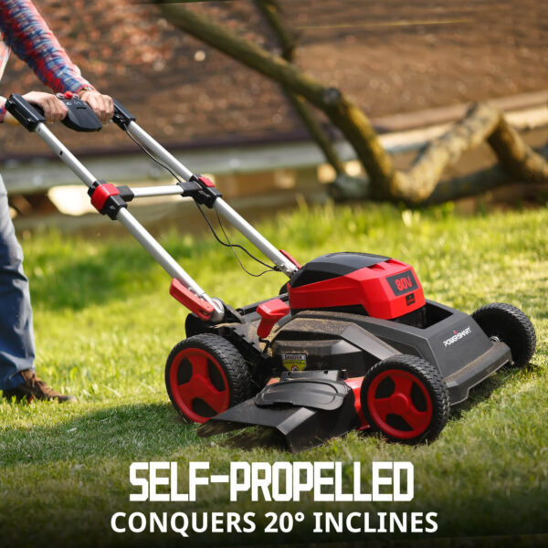 80V 26" Brushless Cordless Self-propelled Lawn Mower Red PS76826SRB - Image 4