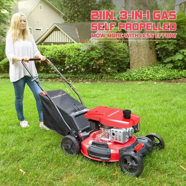 21" 209cc Gas Self-propelled Lawn Mower Red DB2194SH - Image 6