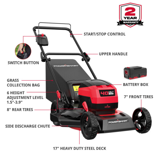 40V 17" Cordless 3-pc Combo Kit w/ 2*4.0Ah Battery & 2*Charger - Image 3