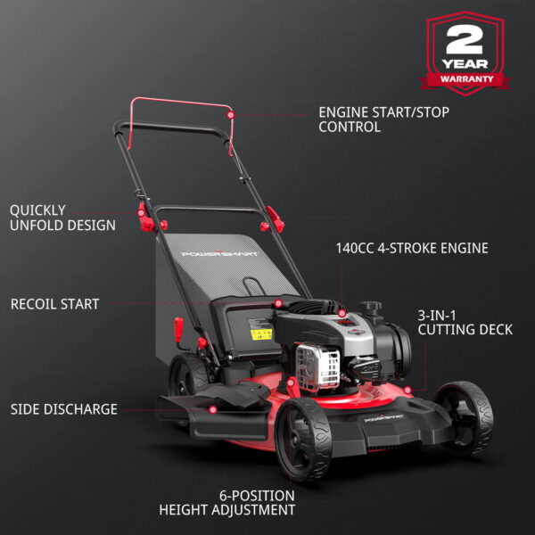 21'' 140cc Gas Push Lawn Mower w/ B&S E550 Engine B8621P - Image 2
