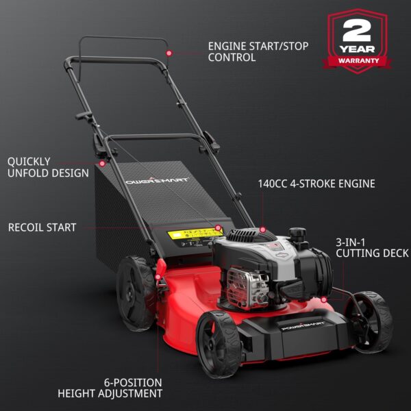 21" 140cc Gas Push Lawn Mower w/ B&S 550EX Engine B8721P - Image 2