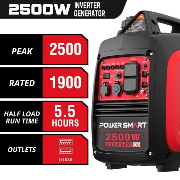 2500W Inverter Gas Generator w/ CO Alert HB5020C-1 - Image 3