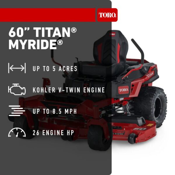 Toro Titan MyRIDE 60-in 26 -HP V-twin Gas Zero-turn Riding Lawn Mower - Image 2