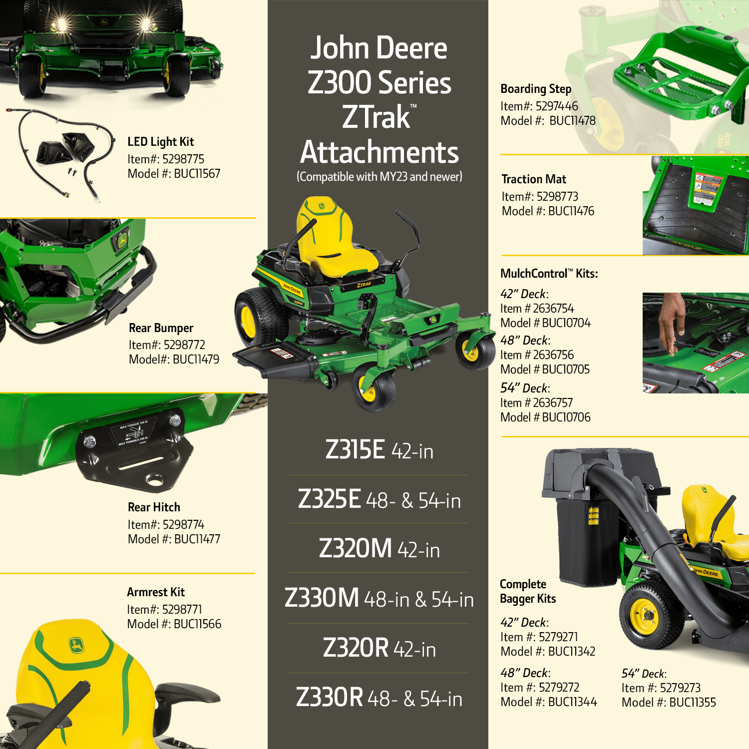 John Deere Z330M ZTrak 54-in 23 -HP V-twin Gas Zero-turn riding lawn mower - Image 11