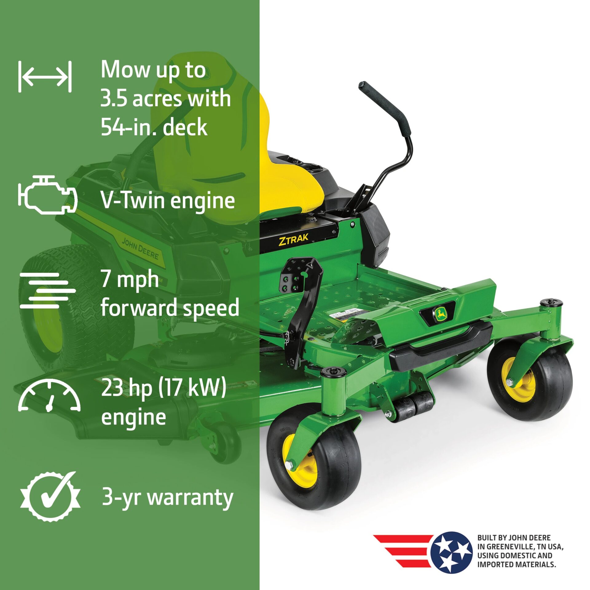 John Deere Z330M ZTrak 54-in 23 -HP V-twin Gas Zero-turn riding lawn mower - Image 2
